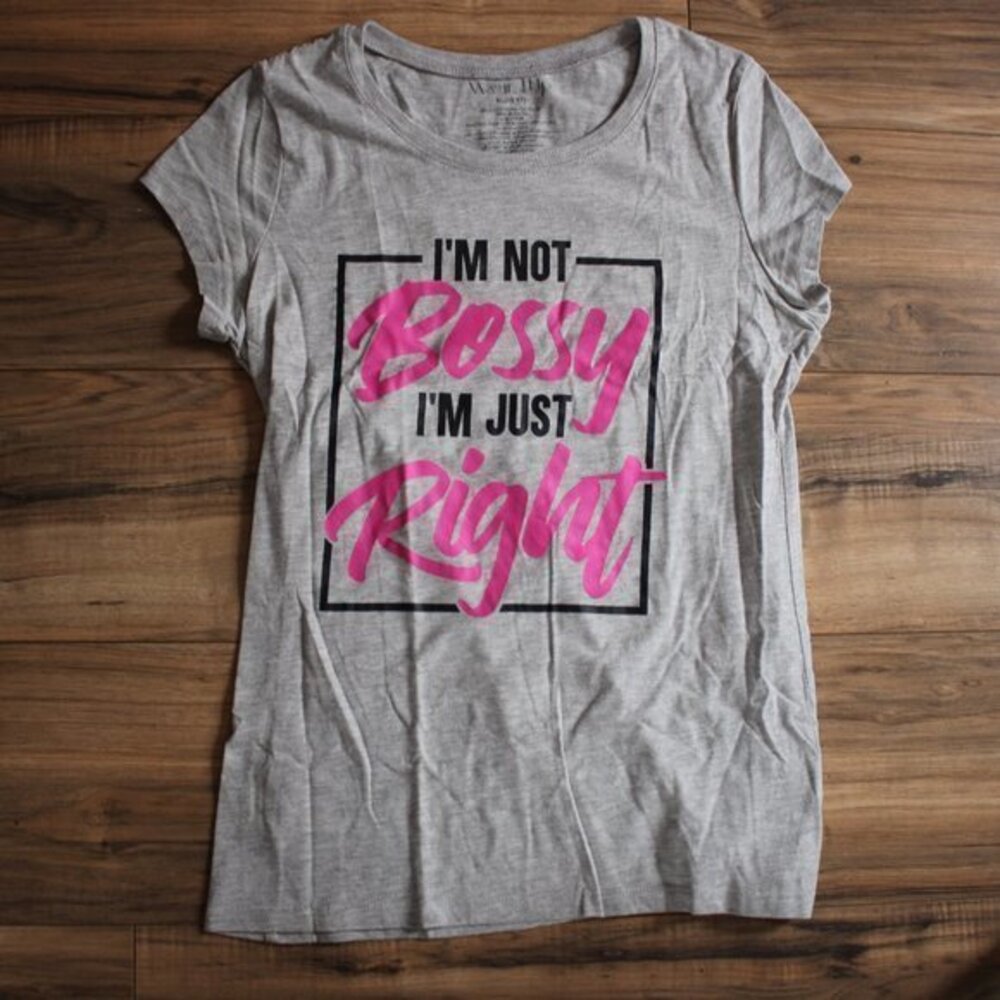"I'm Not Bossy..." Gray Graphic Tee XL